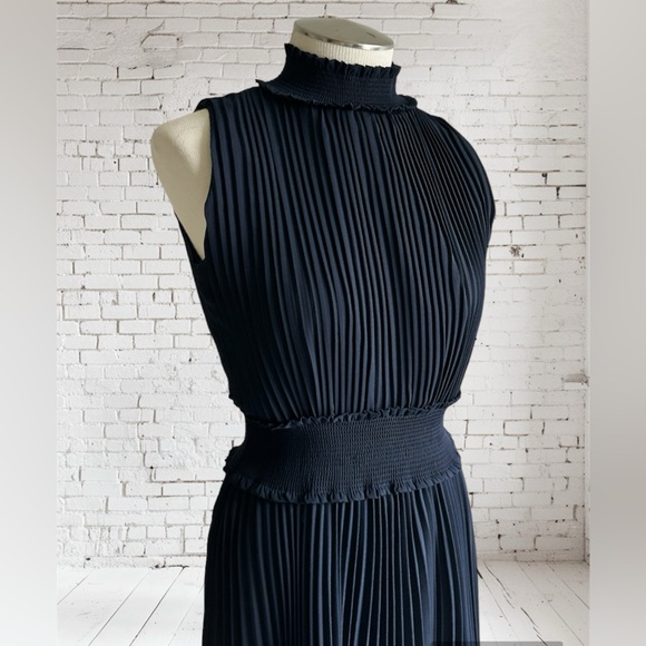 NANETTE NANETTE LEPORE Pleated swing Blouson elastic waist high neck Dress 2 - Picture 1 of 16